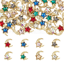 48Pcs 8 Colors Light Gold Tone Alloy Cabochons&nbsp;MRMJ-HY0002-47