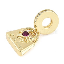 Rack Plating Brass Cubic Zirconia European Dangle Charms&nbsp;KK-P287-06G