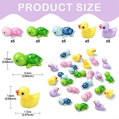 25Pcs 5 Styles Mini Tortoise & Duck Resin Display Decorations&nbsp;RESI-YW0001-61