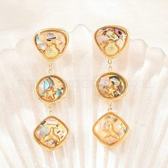 304 Stainless Steel Resin Stud Dangle Earrings&nbsp;SA-E001-01G