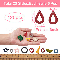 120Pcs 20 Style Painted Wood Pendants/Links/Cabochons/Bead&nbsp;WOOD-BT0001-05