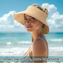 1Pc Women Straw Floppy Wide Brim Sun Hat&nbsp;AJEW-TA0002-59A