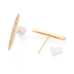 Brass Micro Pave Clear Cubic Zirconia Stud Earrings&nbsp;EJEW-T047-37G