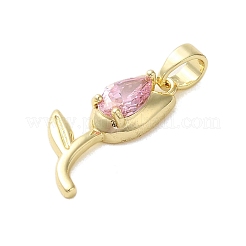 Brass Micro Pave Cubic Zirconia Pendants&nbsp;KK-E105-01G-03