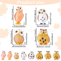 16Pcs 8 Styles Resin Owl Figurines&nbsp;DJEW-DR0001-09