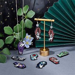 16Pcs 8 Styles Opaque Printed Acrylic Pendants&nbsp;SACR-HY0001-04