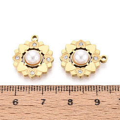 304 Stainless Steel Rhinestone & ABS Imitation Pearl Pendants&nbsp;STAS-T074-12G