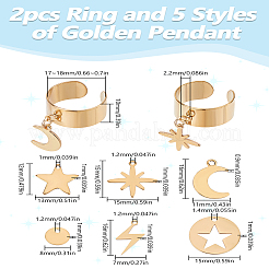 DIY Stainless Steel Open Cuff Ring with Star Moon Charms Making Kits&nbsp;DIY-LP0001-02