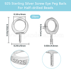 10Pcs 925 Sterling Silver Screw Eye Peg Bails&nbsp;STER-BBC0006-91