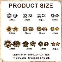 360Pcs 12 Styles Tibetan Style Alloy Bead Caps&nbsp;TIBE-PH0002-48