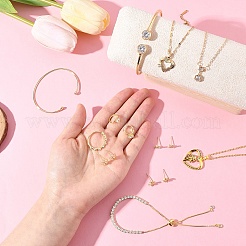 Brass Micro Pave Clear Cubic Zirconia Finger Rings & Earrings & Necklaces & Bangle&nbsp;SJEW-FS0001-03
