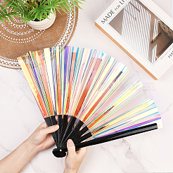 1Pc Bamboo with Oxford Fabric Glitter Powder Folding Fans&nbsp;AJEW-SP0003-77E