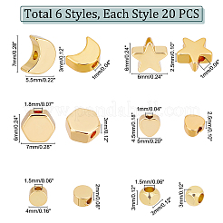 120Pcs 6 Style Brass Beads&nbsp;FIND-PH0005-47