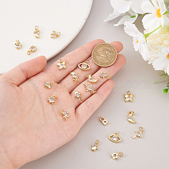 22Pcs 11 Styles Brass Micro Pave Clear Cubic Zirconia Charms&nbsp;FIND-GA0004-46