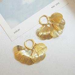 Leaf Brass Hoop Earrings&nbsp;FS-WG15B3A-01