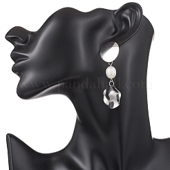 Natural Cultured Freshwater Pearl Flat Round Dangle Stud Earrings&nbsp;EJEW-JE06754