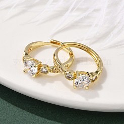 Brass Micro Pave Clear Cubic Zirconia Finger Rings for Women&nbsp;RJEW-U049-02G