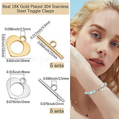 10 Sets 2 Colors 304 Stainless Steel Toggle Clasps&nbsp;STAS-BBC0006-81