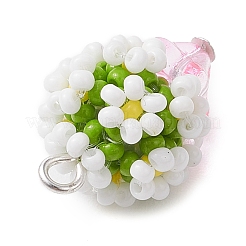 Beaded Flower Potted Charms&nbsp;PALLOY-MZ00446-02