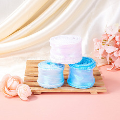 3Rolls 3 Styles Fishtail Yarn/Polyester Iridescent Ribbon for Bowknot Making&nbsp;OCOR-TA0004-19