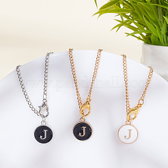 Flat Round with Letter Alloy Enamel Wine Glass Charms&nbsp;AJEW-AB00184-10