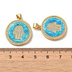Brass Micro Pave Cubic Zirconia with Synthetic Opal Pendants&nbsp;KK-D096-15G