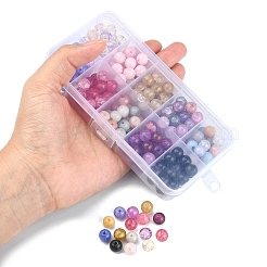 220Pcs 10 Colors Transparent Crackle Glass Beads Strands&nbsp;GLAA-YW0001-49