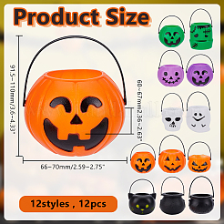 12Pcs Halloween Plastic Candy Bucket Ornament&nbsp;DJEW-WH0028-008