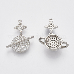 Brass Micro Pave Cubic Zirconia Pendants&nbsp;KK-T050-42P-NF