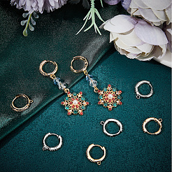 12Pcs 2 Colors Brass Micro Pave Clear Cubic Zirconia Huggie Hoop Earring Findings&nbsp;KK-BBC0022-91