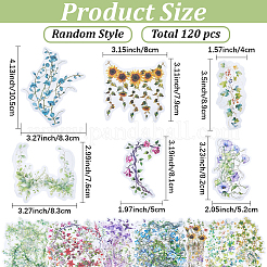 120Pcs 6 Styles Flower PET Decorative Stickers&nbsp;DIY-SP0006-78