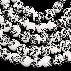 Floral Printed Porcelain Beads&nbsp;PORC-L004-6mm-07
