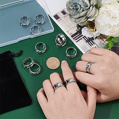 12Pcs Stainless Steel Grooved Finger Ring Settings&nbsp;STAS-UN0038-94C