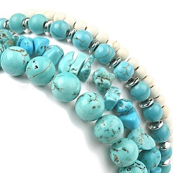 4Pcs 4 Style Synthetic Turquoise Beaded Stretch Bracelets SET&nbsp;BJEW-TA00377