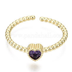 Brass Micro Pave Cubic Zirconia Cuff Rings&nbsp;RJEW-T016-12G-NF