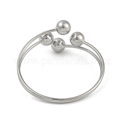 Round Brass Open Cuff Torque Bangles for Women&nbsp;BJEW-Z074-03P