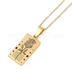 12 Constellation Stainless Steel Tarot Card Engraved Pendant Cable Chain Necklaces&nbsp;PW-WG94DCE-02