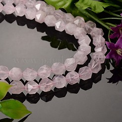 Faceted Natural Rose Quartz Gemstone Bead Strands&nbsp;G-J331-01-8mm