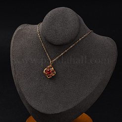PVD Vacuum Plating 304 Stainless Steel Hyacinth Rhinestone Criss-cross Pendant Cable Chain Necklaces for Women&nbsp;STAS-Z114-21G