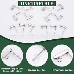 Rectangle 304 Stainless Steel Stud Earring Findings&nbsp;STAS-UN0058-32P