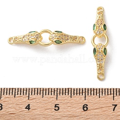 Rack Plating Brass Micro Pave Cubic Zirconia Snake Connector Charms&nbsp;KK-C084-10A-G
