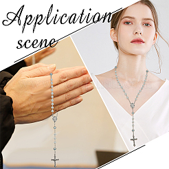 3Pcs 3 Colors Imitation Pearl Rosary Bead Necklaces&nbsp;NJEW-GO0001-17