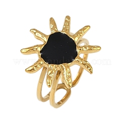 Heart Sun 304 Stainless Steel Enamel Finger Rings for Women&nbsp;RJEW-G355-08G