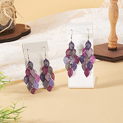 2 Pairs 430 Stainless Steel Leaf Dangle Earrings&nbsp;EJEW-TA0001-83E