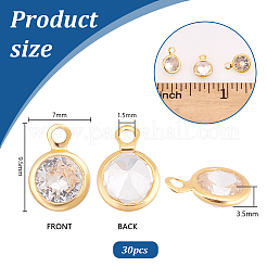 30Pcs Brass Micro Pave Cubic Zirconia Pendants&nbsp;KK-PH0010-12