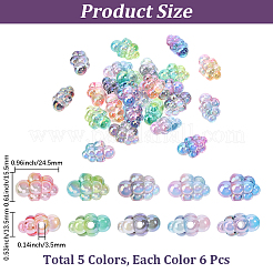 30Pcs 5 Colors UV Plating Transparent Acrylic Beads&nbsp;TACR-PA0001-23