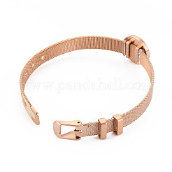 Acrylic Flat Round with Roman Numeral Link Bangle with Belt Buckle&nbsp;BJEW-N017-022RG