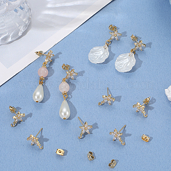 5 Pairs Brass Micro Pave Cubic Zirconia Studs Earring Findings&nbsp;KK-BBC0020-84