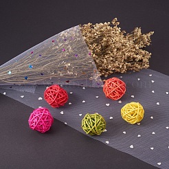 Heart Glitter Sequin Deco Mesh Ribbons&nbsp;OCOR-P010-E-I01
