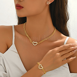 Women's Alloy Cubic Zirconia Bracelets & Stud Earrings & Necklaces Sets&nbsp;JG1562